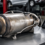 Dieselpartikelfilter auf einer Werkbank zur Diagnose und professionellen DPF-Reinigung